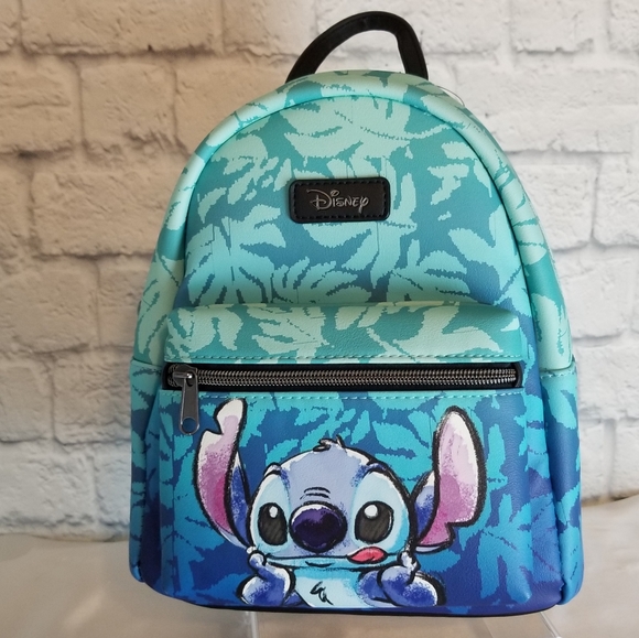 Lilo /& Stitch Blue Tropical Leaves Mini Backpack Shoulder Bag Purse